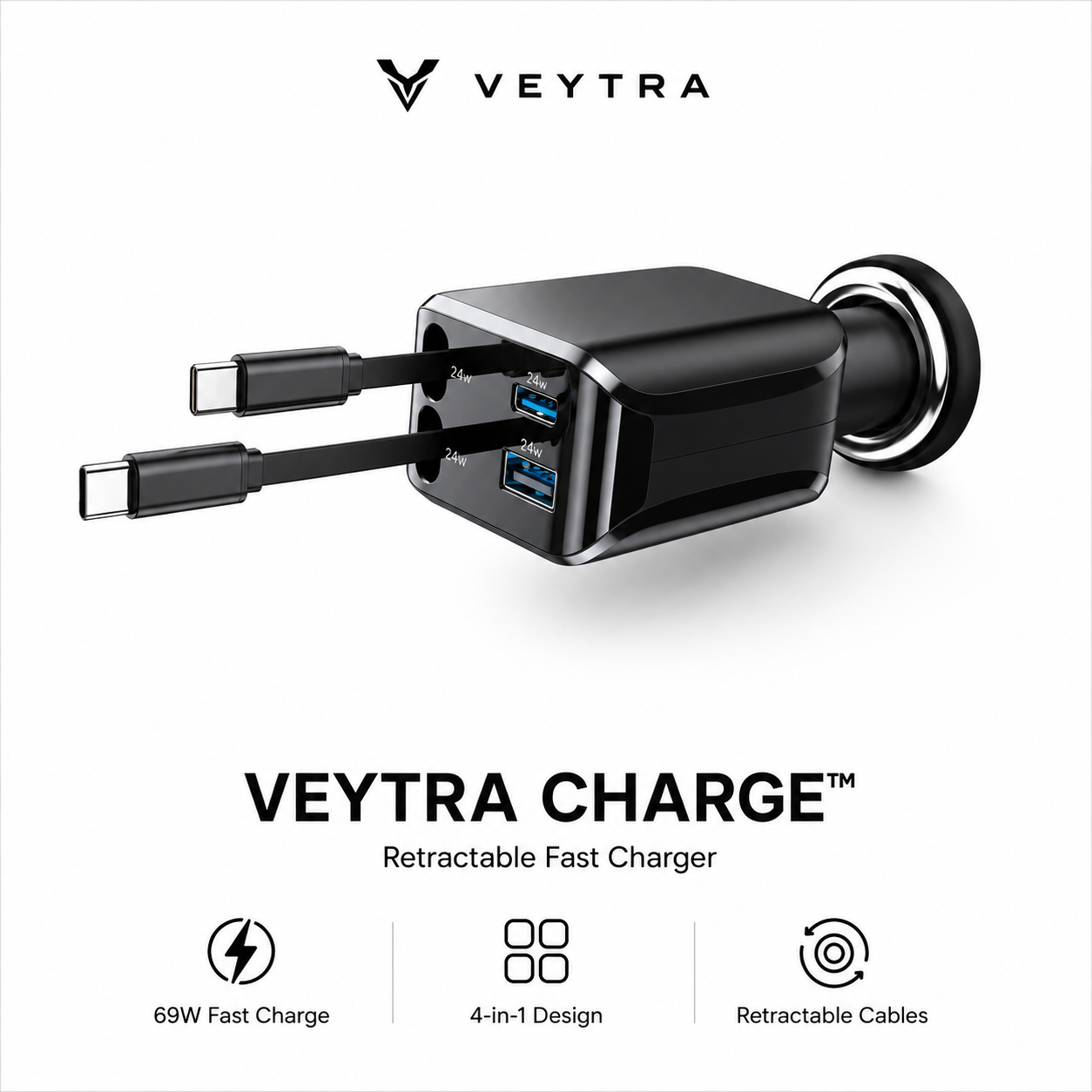 Veytra Charge™ — Retractable Fast Charger