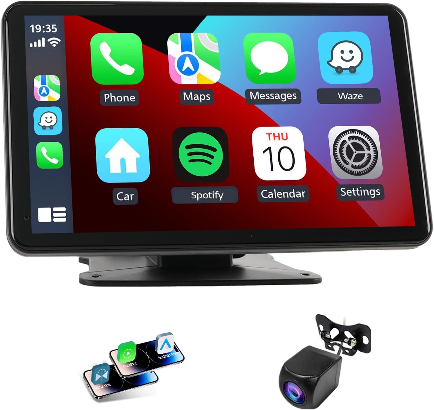Portable Wireless Carplay Screen for Car,7 Inch Car Stereo Wireless Carplay & Android Auto,1080P Backup Camera Car Audio Receivers GPS Navigation Mirror Link