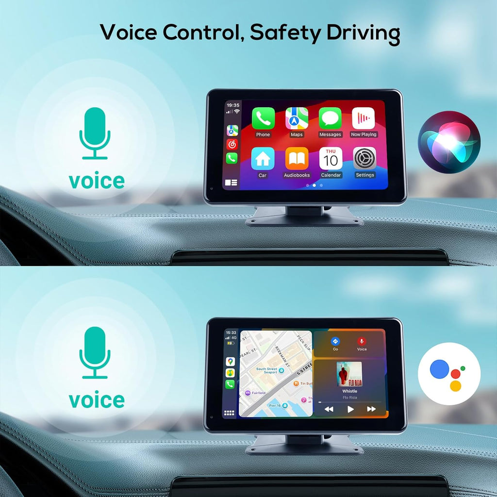 Portable Wireless Carplay Screen for Car,7 Inch Car Stereo Wireless Carplay & Android Auto,1080P Backup Camera Car Audio Receivers GPS Navigation Mirror Link